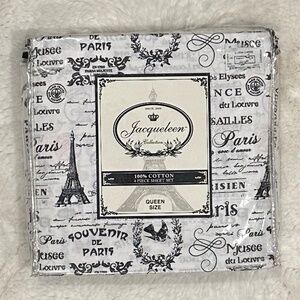 NWOT Jacqueleen Collection 4 Piece Paris Sheet Set Queen Size